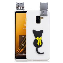 Little Black Cat Soft 3D Climbing Doll Soft Case for Samsung Galaxy A8+ (2018)