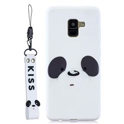 White Feather Panda Soft Kiss Candy Hand Strap Silicone Case for Samsung Galaxy A8+ (2018)