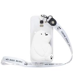 White Polar Bear Neck Lanyard Zipper Wallet Silicone Case for Samsung Galaxy A8+ (2018)