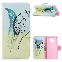 Feather Bird Leather Wallet Case for Samsung Galaxy A8+ (2018)