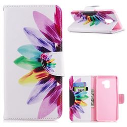 Seven-color Flowers Leather Wallet Case for Samsung Galaxy A8+ (2018)