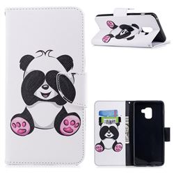 Lovely Panda Leather Wallet Case for Samsung Galaxy A8+ (2018)