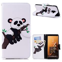 Tree Panda Leather Wallet Case for Samsung Galaxy A8+ (2018)