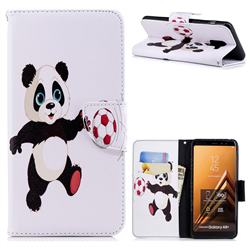 Football Panda Leather Wallet Case for Samsung Galaxy A8+ (2018)