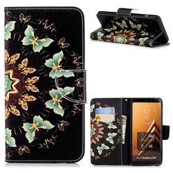 Circle Butterflies Leather Wallet Case for Samsung Galaxy A8+ (2018)