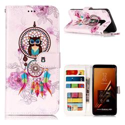 Wind Chimes Owl 3D Relief Oil PU Leather Wallet Case for Samsung Galaxy A8+ (2018)