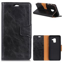 MURREN Luxury Crazy Horse PU Leather Wallet Phone Case for Samsung Galaxy A8+ (2018) - Black