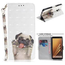Pug Dog 3D Painted Leather Wallet Phone Case for Samsung Galaxy A8+ (2018)