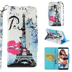 Lip Tower Big Metal Buckle PU Leather Wallet Phone Case for Samsung Galaxy A8+ (2018)