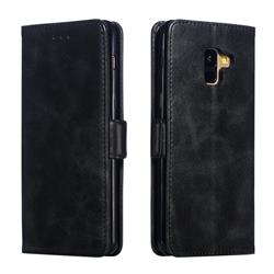 Retro Classic Calf Pattern Leather Wallet Phone Case for Samsung Galaxy A8+ (2018) - Black