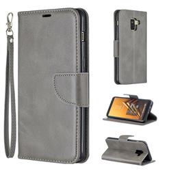 Classic Sheepskin PU Leather Phone Wallet Case for Samsung Galaxy A8+ (2018) - Gray