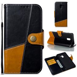 Retro Magnetic Stitching Wallet Flip Cover for Samsung Galaxy A8+ (2018) - Black