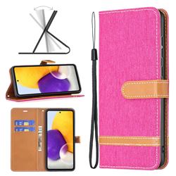 Jeans Cowboy Denim Leather Wallet Case for Samsung Galaxy A73 5G - Rose