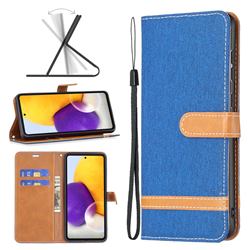 Jeans Cowboy Denim Leather Wallet Case for Samsung Galaxy A73 5G - Sapphire