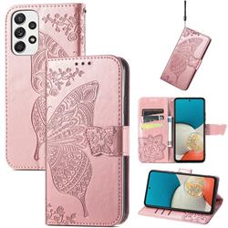 Embossing Mandala Flower Butterfly Leather Wallet Case for Samsung Galaxy A73 5G - Rose Gold