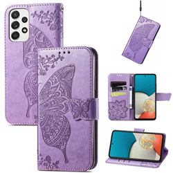 Embossing Mandala Flower Butterfly Leather Wallet Case for Samsung Galaxy A73 5G - Light Purple