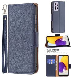 Classic Luxury Litchi Leather Phone Wallet Case for Samsung Galaxy A73 5G - Blue