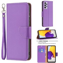 Classic Luxury Litchi Leather Phone Wallet Case for Samsung Galaxy A73 5G - Purple