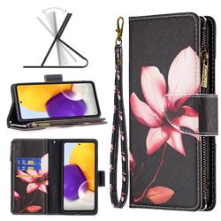 Lotus Flower Binfen Color BF03 Retro Zipper Leather Wallet Phone Case for Samsung Galaxy A73 5G