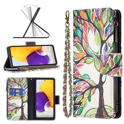 The Tree of Life Binfen Color BF03 Retro Zipper Leather Wallet Phone Case for Samsung Galaxy A73 5G