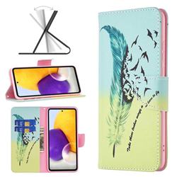 Feather Bird Leather Wallet Case for Samsung Galaxy A73 5G