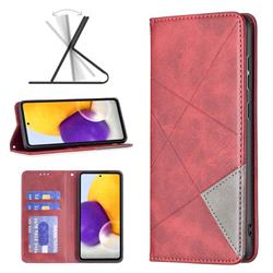Prismatic Slim Magnetic Sucking Stitching Wallet Flip Cover for Samsung Galaxy A73 5G - Red