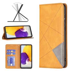 Prismatic Slim Magnetic Sucking Stitching Wallet Flip Cover for Samsung Galaxy A73 5G - Yellow