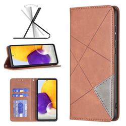 Prismatic Slim Magnetic Sucking Stitching Wallet Flip Cover for Samsung Galaxy A73 5G - Brown