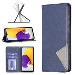 Prismatic Slim Magnetic Sucking Stitching Wallet Flip Cover for Samsung Galaxy A73 5G - Blue