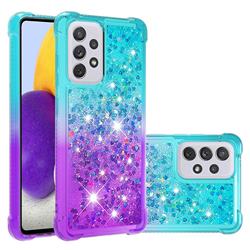 Rainbow Gradient Liquid Glitter Quicksand Sequins Phone Case for Samsung Galaxy A73 5G - Blue Purple