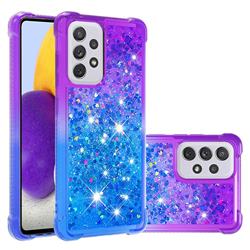 Rainbow Gradient Liquid Glitter Quicksand Sequins Phone Case for Samsung Galaxy A73 5G - Purple Blue