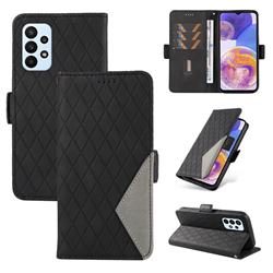 Grid Pattern Splicing Protective Wallet Case Cover for Samsung Galaxy A73 5G - Black