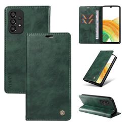 YIKATU Litchi Card Magnetic Automatic Suction Leather Flip Cover for Samsung Galaxy A73 5G - Green