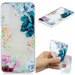 Gem Flower Clear Varnish Soft Phone Back Cover for Samsung Galaxy A7 (2018)