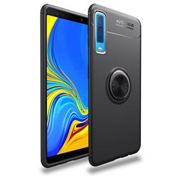 Auto Focus Invisible Ring Holder Soft Phone Case for Samsung Galaxy A7 (2018) - Black