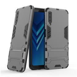 Armor Premium Tactical Grip Kickstand Shockproof Dual Layer Rugged Hard Cover for Samsung Galaxy A7 (2018) - Gray