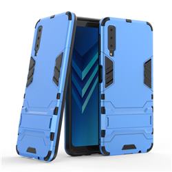 Armor Premium Tactical Grip Kickstand Shockproof Dual Layer Rugged Hard Cover for Samsung Galaxy A7 (2018) - Light Blue