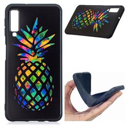 Colorful Pineapple 3D Embossed Relief Black Soft Back Cover for Samsung Galaxy A7 (2018)