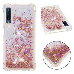 Dynamic Liquid Glitter Sand Quicksand TPU Case for Samsung Galaxy A7 (2018) - Rose Gold Love Heart