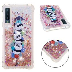 Three Pandas Dynamic Liquid Glitter Sand Quicksand Star TPU Case for Samsung Galaxy A7 (2018)