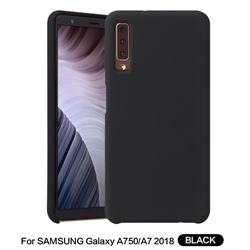Howmak Slim Liquid Silicone Rubber Shockproof Phone Case Cover for Samsung Galaxy A7 (2018) - Black