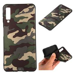Camouflage Soft TPU Back Cover for Samsung Galaxy A7 (2018) - Gold Green