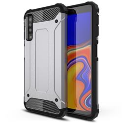 King Kong Armor Premium Shockproof Dual Layer Rugged Hard Cover for Samsung Galaxy A7 (2018) A750 - Silver Grey