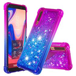 Rainbow Gradient Liquid Glitter Quicksand Sequins Phone Case for Samsung Galaxy A7 (2018) A750 - Purple Blue