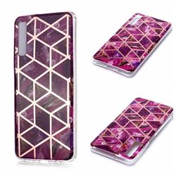 Purple Rhombus Galvanized Rose Gold Marble Phone Back Cover for Samsung Galaxy A7 (2018) A750