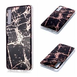 Black Galvanized Rose Gold Marble Phone Back Cover for Samsung Galaxy A7 (2018) A750