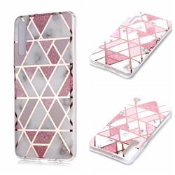 Pink Rhombus Galvanized Rose Gold Marble Phone Back Cover for Samsung Galaxy A7 (2018) A750