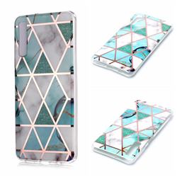 Green White Galvanized Rose Gold Marble Phone Back Cover for Samsung Galaxy A7 (2018) A750