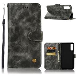 Luxury Retro Leather Wallet Case for Samsung Galaxy A7 (2018) - Gray