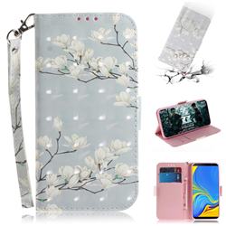 Magnolia Flower 3D Painted Leather Wallet Phone Case for Samsung Galaxy A7 (2018)